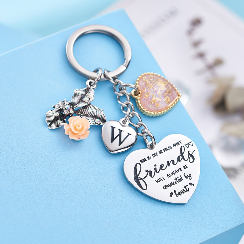 Best Friend Gifts Initial Keychain A-Z Letter Long Distance Relationships Keychains Birthday Gift for BFF