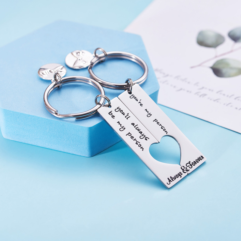 Long Distance Keychain Set Best Friend Long Distance Friendship Relationship Boyfriend Girlfriend Gift Polished Finish