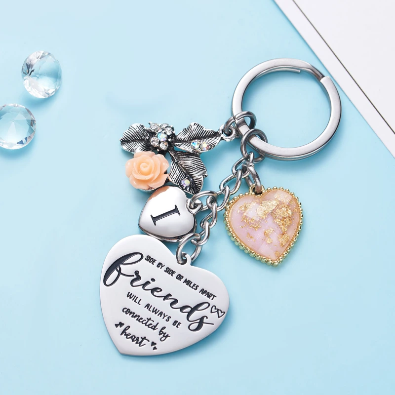 Best Friend Gifts Initial Keychain A-Z Letter Long Distance Relationships Keychains Birthday Gift for BFF