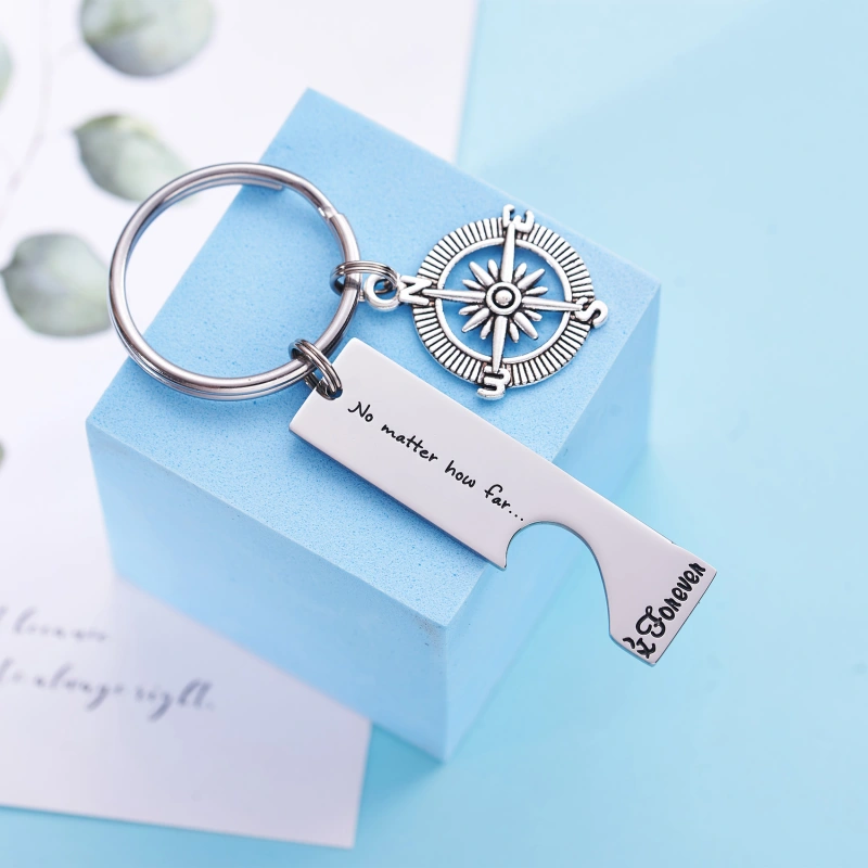 Long Distance Keychain Set Best Friend Long Distance Friendship Relationship Boyfriend Girlfriend Gift Polished Finish