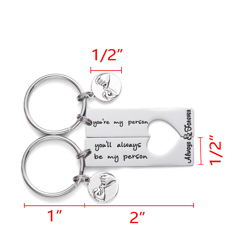 Long Distance Keychain Set Best Friend Long Distance Friendship Relationship Boyfriend Girlfriend Gift Polished Finish