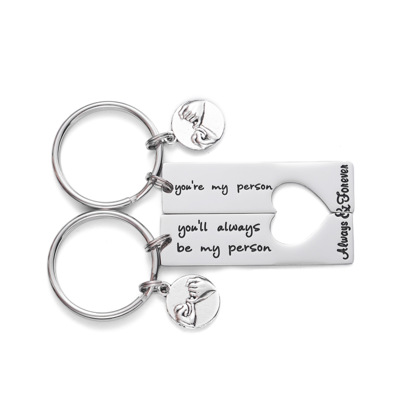 Long Distance Keychain Set Best Friend Long Distance Friendship Relationship Boyfriend Girlfriend Gift Polished Finish