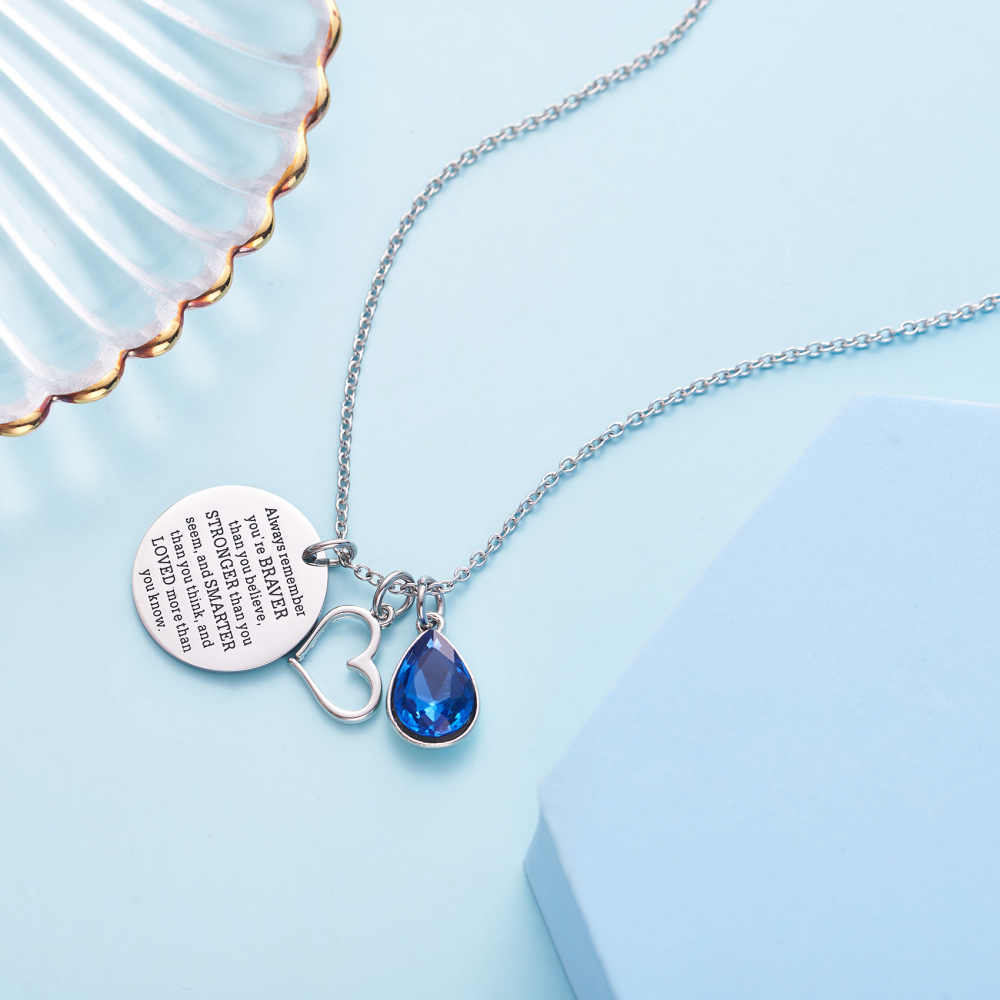 LParkin You are Braver Than You Believe Awareness Necklace Birthstone Graduation Gift Best Friend Encouragement Gifts …