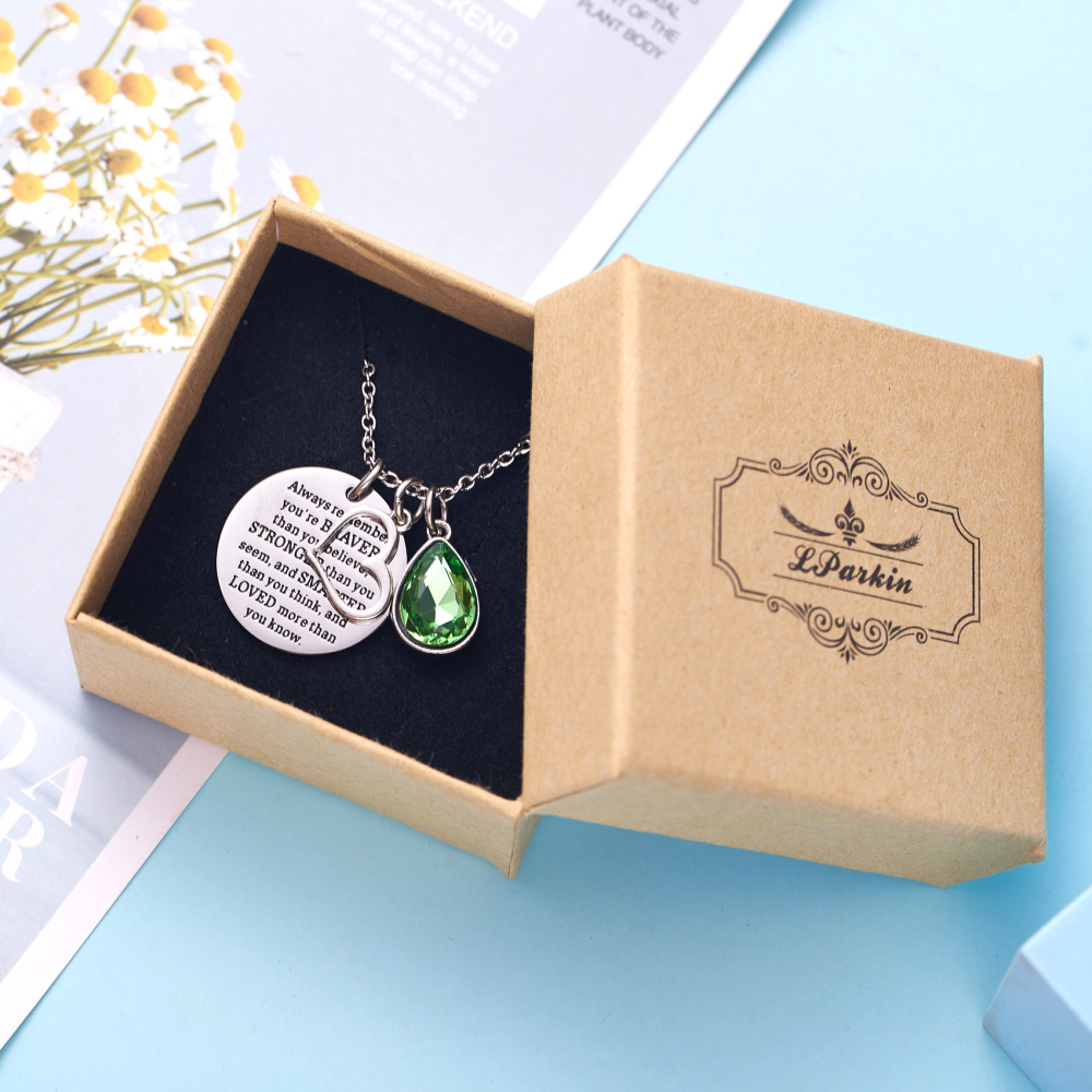 LParkin You are Braver Than You Believe Awareness Necklace Birthstone Graduation Gift Best Friend Encouragement Gifts …