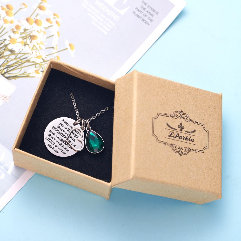 LParkin You are Braver Than You Believe Awareness Necklace Birthstone Graduation Gift Best Friend Encouragement Gifts …