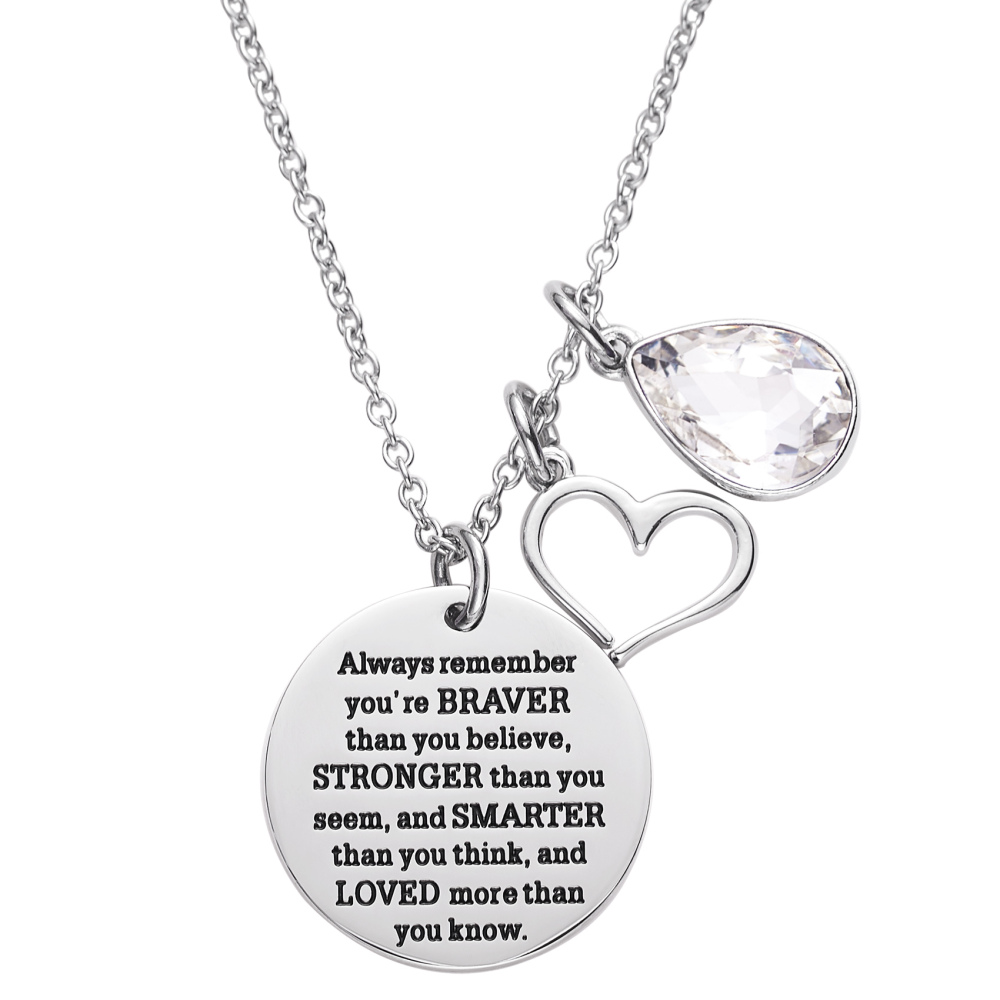 LParkin You are Braver Than You Believe Awareness Necklace Birthstone Graduation Gift Best Friend Encouragement Gifts …
