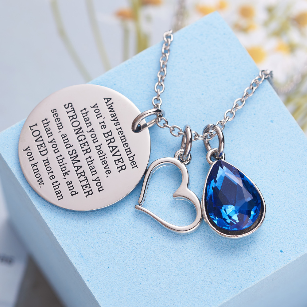 LParkin You are Braver Than You Believe Awareness Necklace Birthstone Graduation Gift Best Friend Encouragement Gifts …