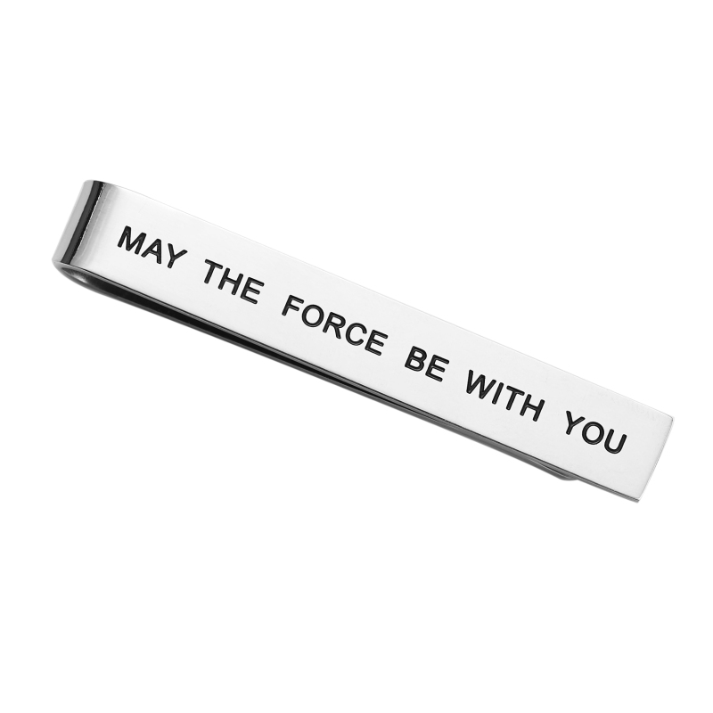 LParkin May The Force Be with You Tie Clip Star Wars Fan Gift Funny Gift Stainless Steel Polished Finish Tie Clips Men Women