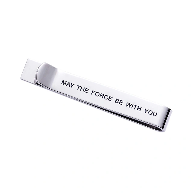 LParkin May The Force Be with You Tie Clip Star Wars Fan Gift Funny Gift Stainless Steel Polished Finish Tie Clips Men Women