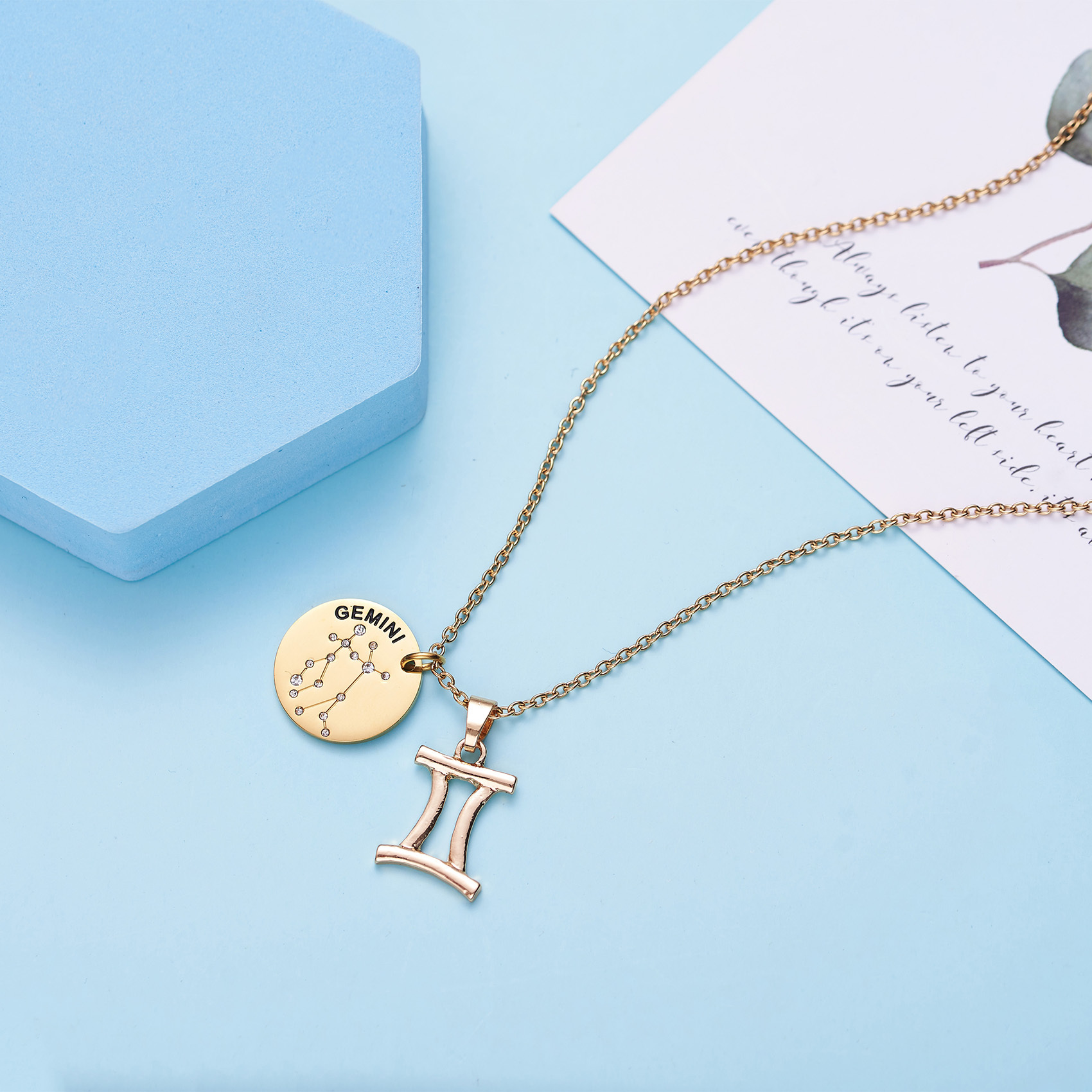 LParkin 12 Constellation Astrology Necklaces Zodiac Gifts Dainty Horoscope Gold Plated Necklace for Women Men Gift Jewelry