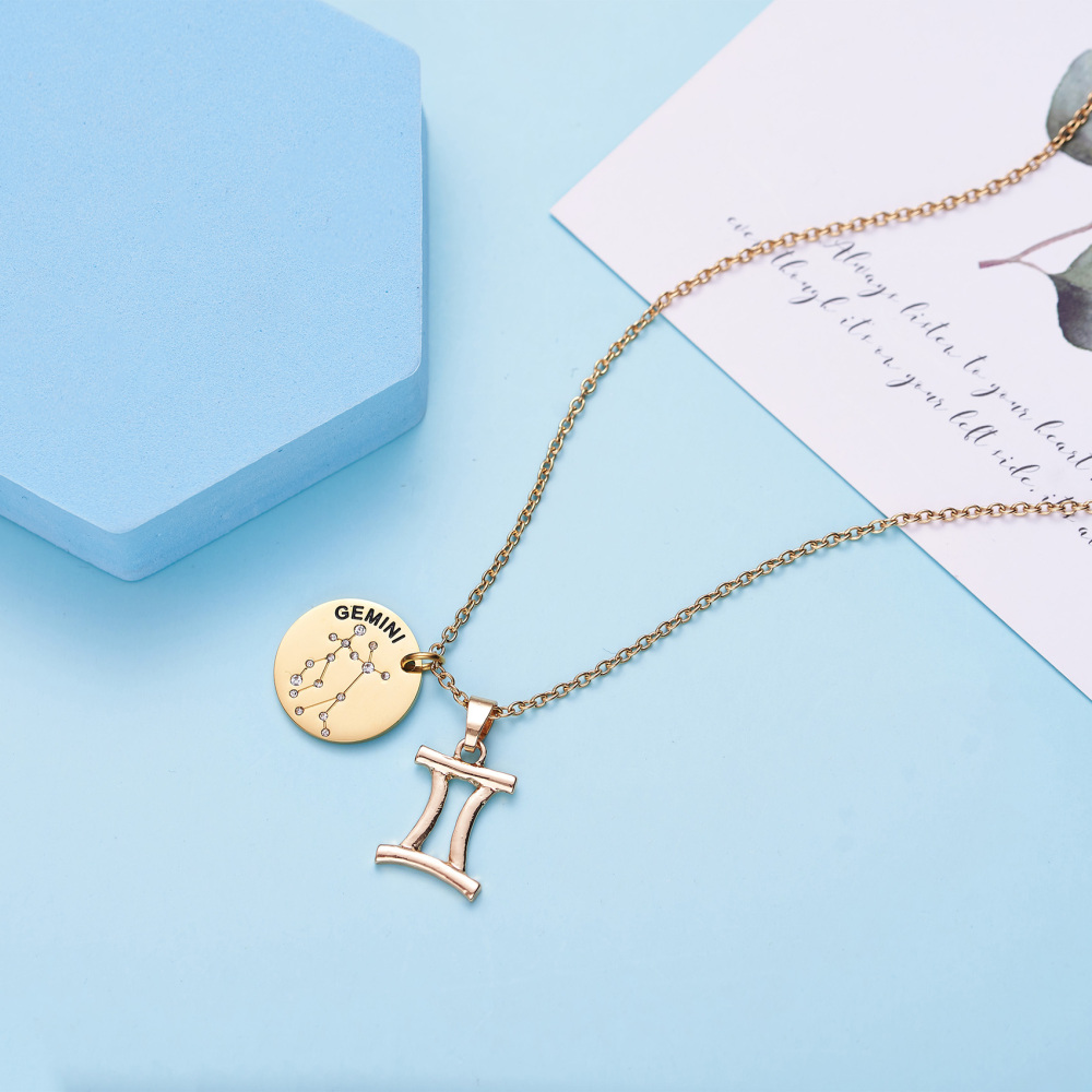 LParkin 12 Constellation Astrology Necklaces Zodiac Gifts Dainty Horoscope Gold Plated Necklace for Women Men Gift Jewelry