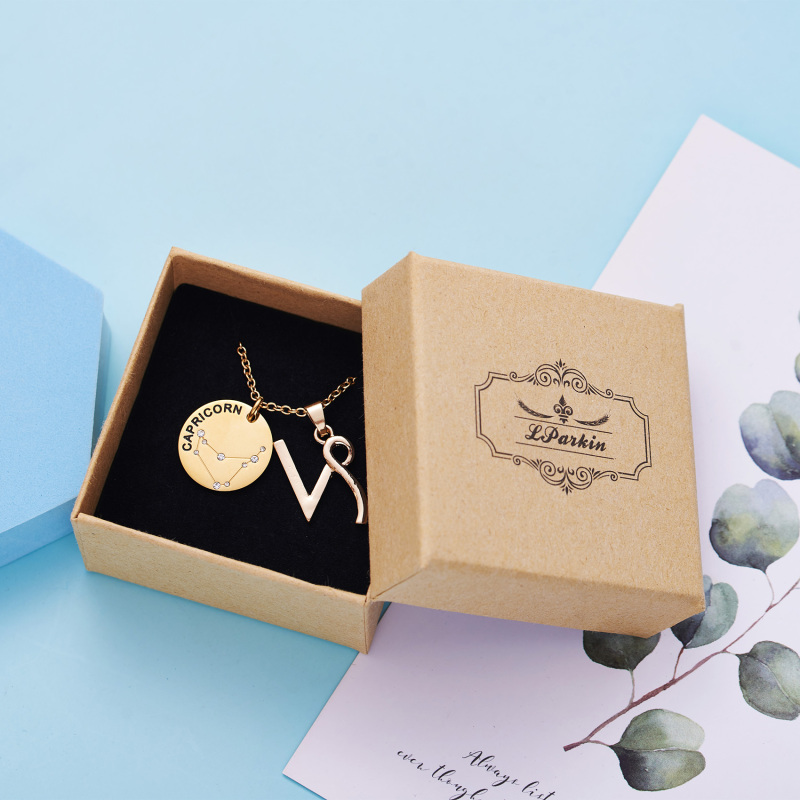 LParkin 12 Constellation Astrology Necklaces Zodiac Gifts Dainty Horoscope Gold Plated Necklace for Women Men Gift Jewelry