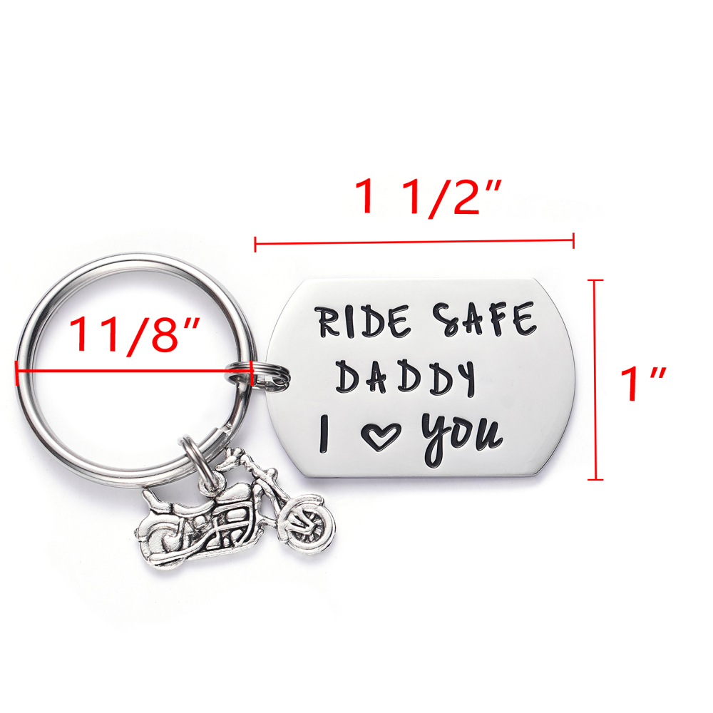 LParkin Ride Safe Daddy Keychain Motorcycle Gift Dad Keychain I Love You Daddy Keychains Gift from Kids Gift for Dad Motorcycles