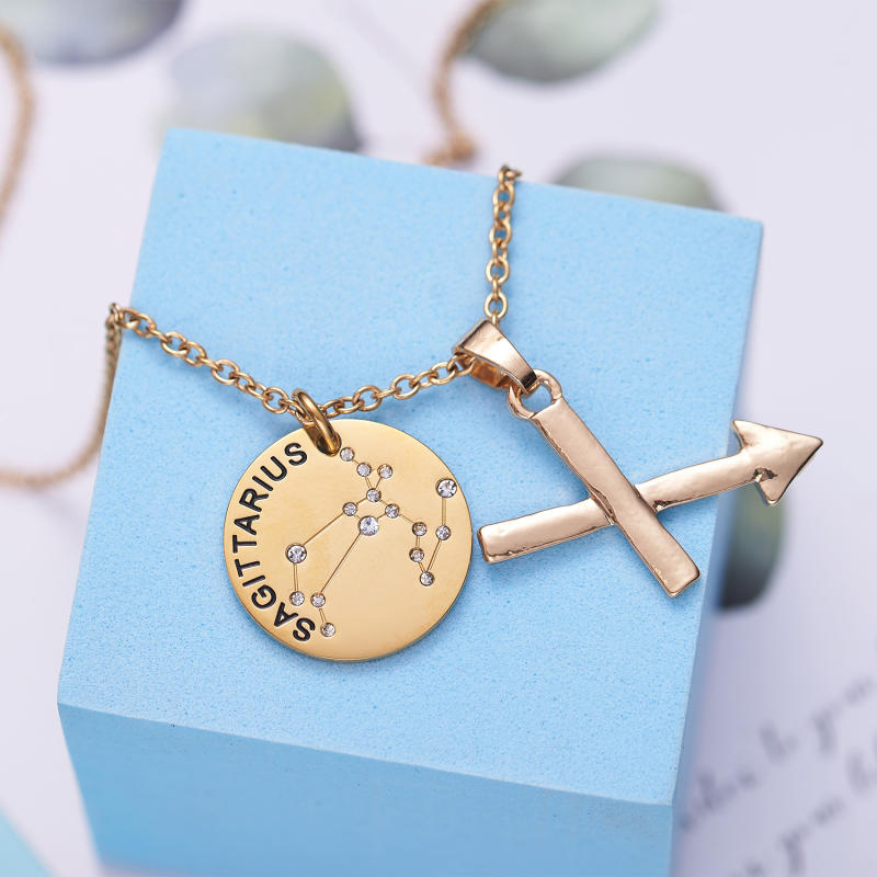 LParkin 12 Constellation Astrology Necklaces Zodiac Gifts Dainty Horoscope Gold Plated Necklace for Women Men Gift Jewelry