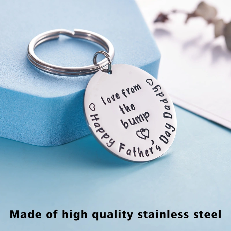 LParkin First Love from The Bump Happy Daddy to Be Gift Keychain Keyring Stainless Steel Father to Be Gifts