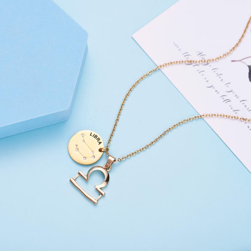 LParkin 12 Constellation Astrology Necklaces Zodiac Gifts Dainty Horoscope Gold Plated Necklace for Women Men Gift Jewelry