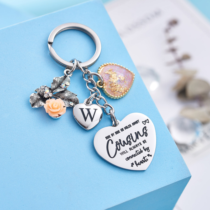 Cousin Gifts for Women Initial Keychain A-Z Letter KeychainsLong Distance Relationships Friendship Gift