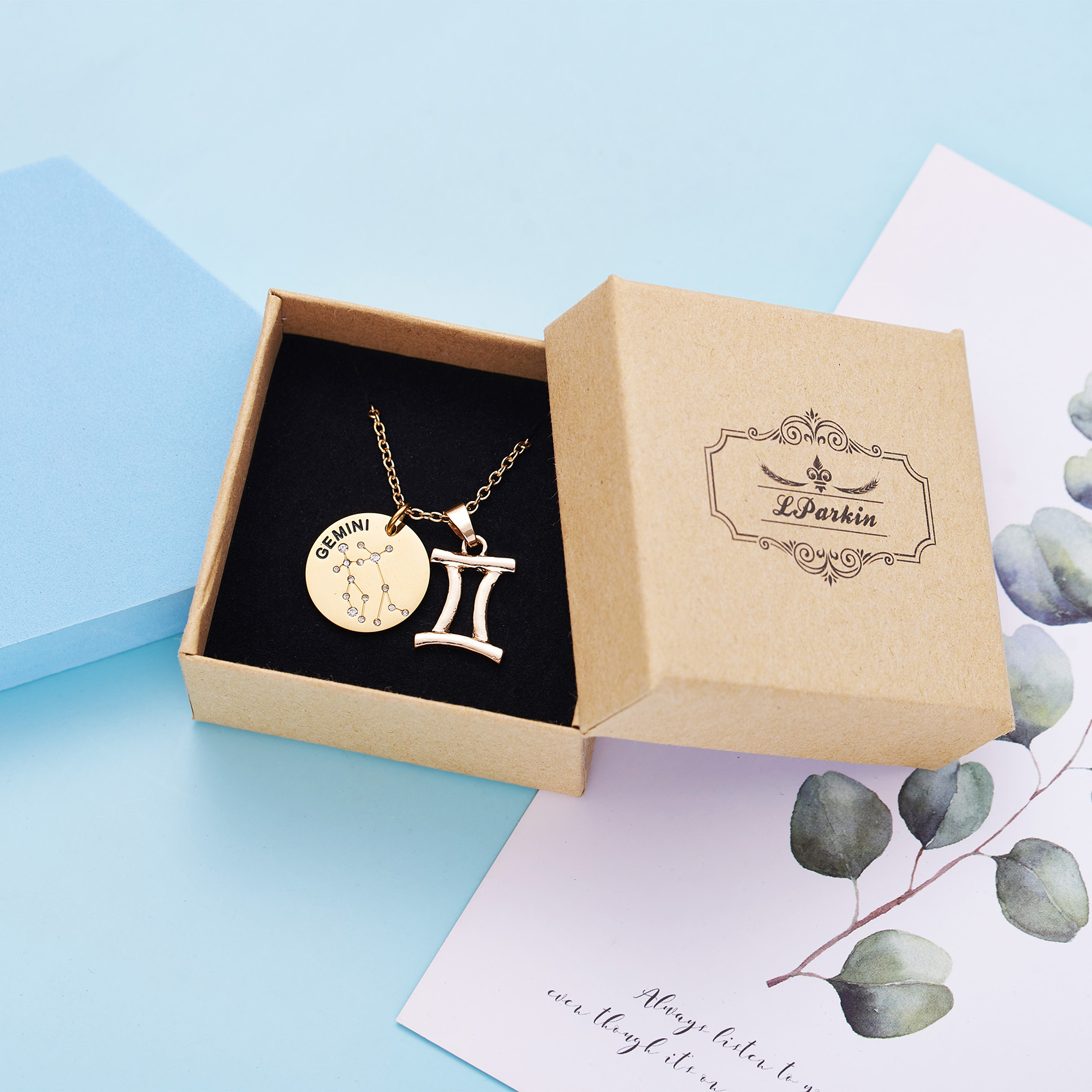 LParkin 12 Constellation Astrology Necklaces Zodiac Gifts Dainty Horoscope Gold Plated Necklace for Women Men Gift Jewelry