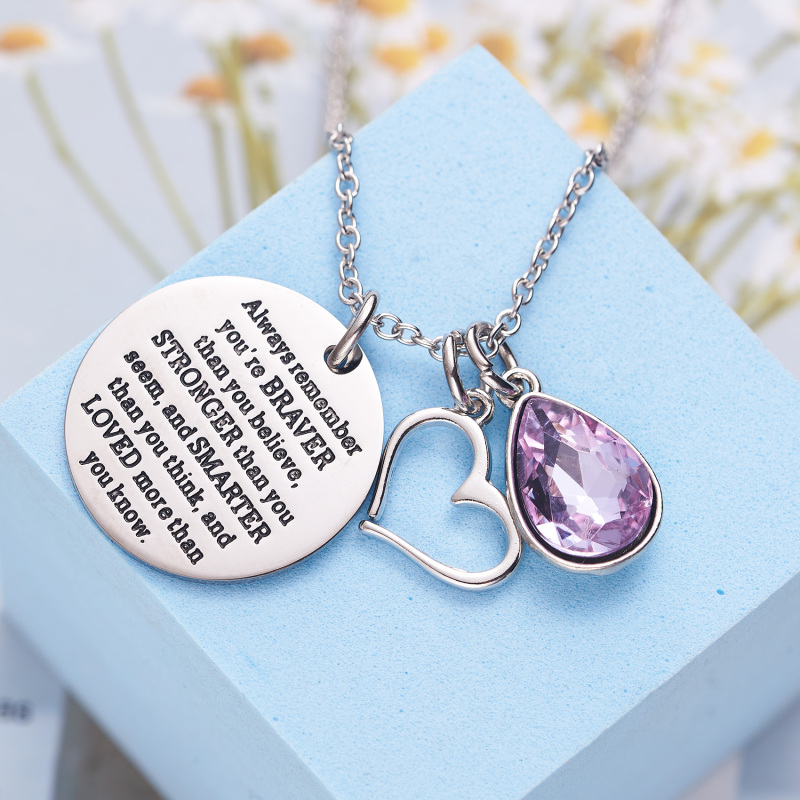 LParkin You are Braver Than You Believe Awareness Necklace Birthstone Graduation Gift Best Friend Encouragement Gifts …