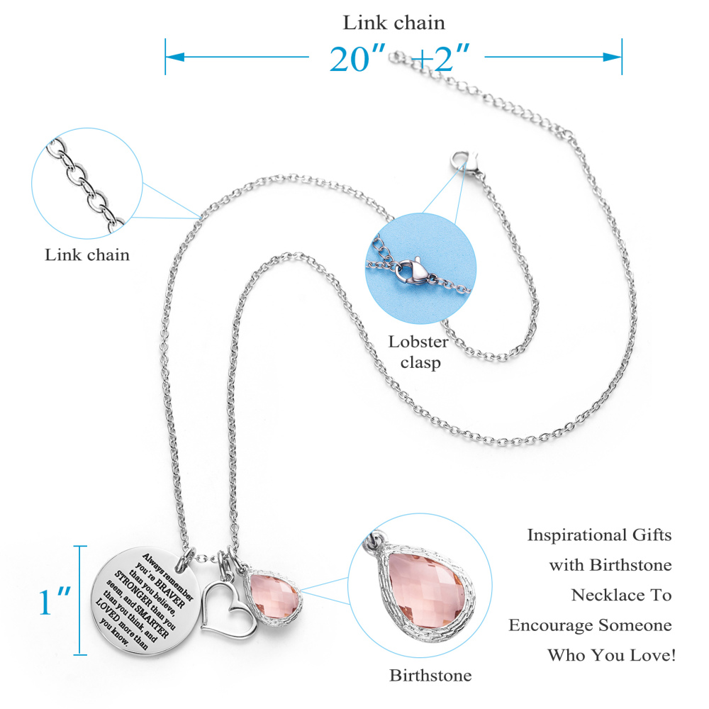 LParkin You are Braver Than You Believe Awareness Necklace Birthstone Graduation Gift Best Friend Encouragement Gifts …