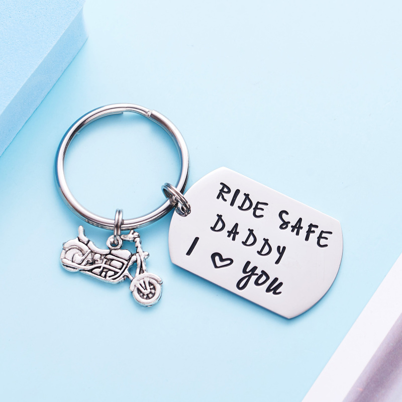 LParkin Ride Safe Daddy Keychain Motorcycle Gift Dad Keychain I Love You Daddy Keychains Gift from Kids Gift for Dad Motorcycles