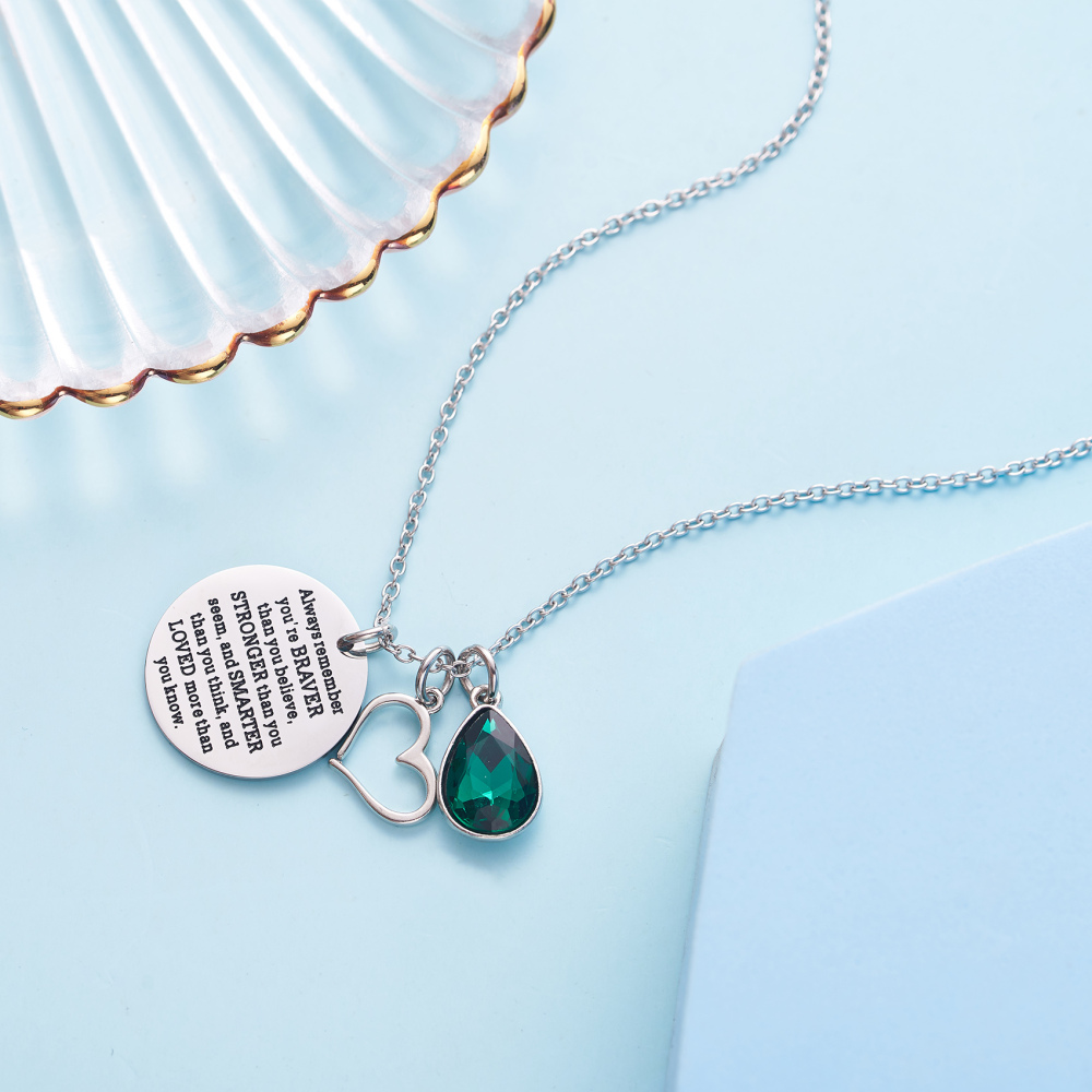LParkin You are Braver Than You Believe Awareness Necklace Birthstone Graduation Gift Best Friend Encouragement Gifts …