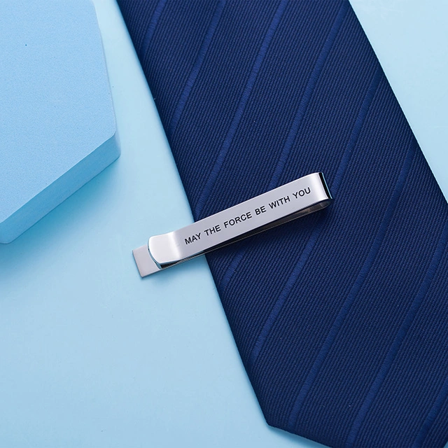 LParkin May The Force Be with You Tie Clip Star Wars Fan Gift Funny Gift Stainless Steel Polished Finish Tie Clips Men Women
