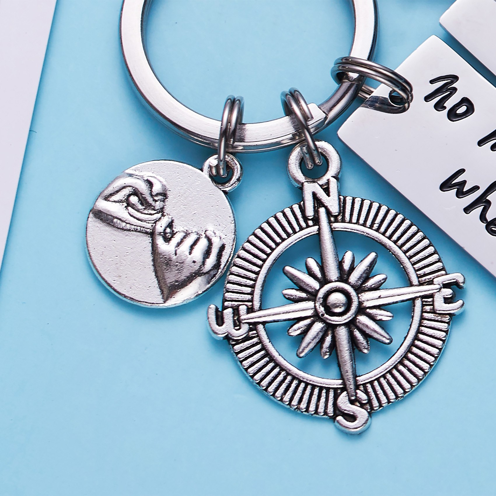 LParkin No Matter What No Matter Where Keychain Best Friend Long Distance Friendship Relationship Gift Polished Finish Set of 2