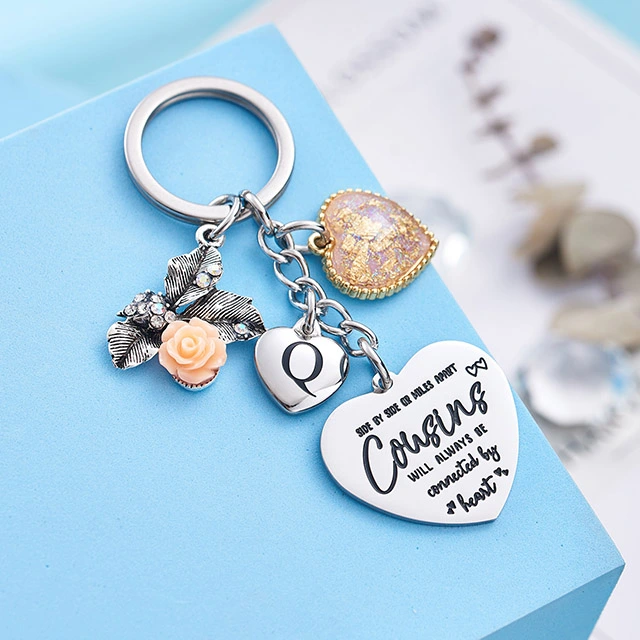 Cousin Gifts for Women Initial Keychain A-Z Letter KeychainsLong Distance Relationships Friendship Gift
