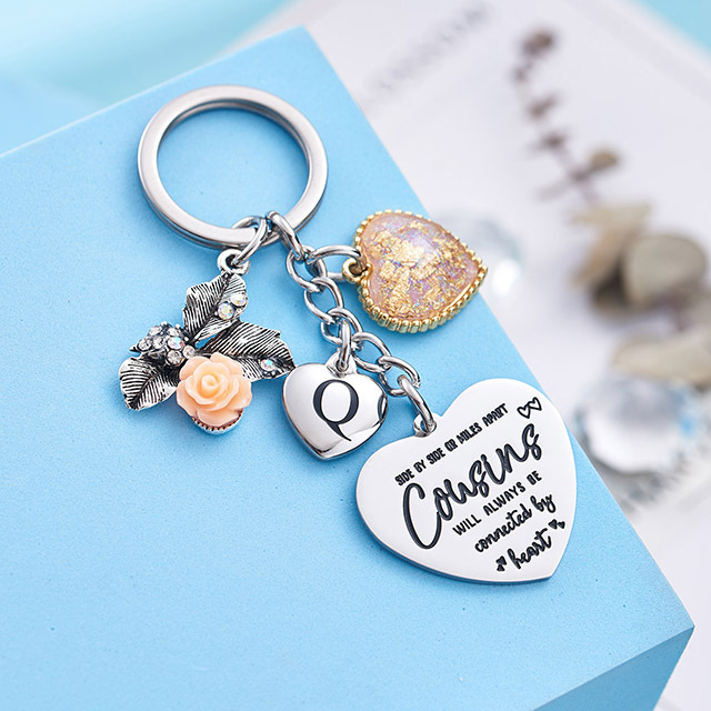 Cousin Gifts for Women Initial Keychain A-Z Letter KeychainsLong Distance Relationships Friendship Gift