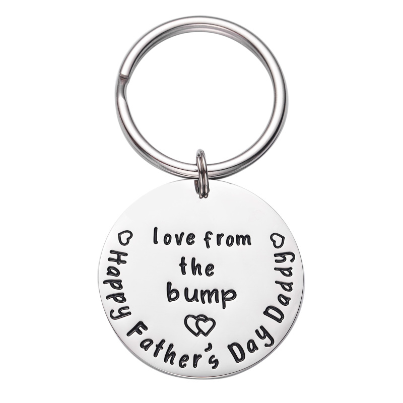 LParkin First Love from The Bump Happy Daddy to Be Gift Keychain Keyring Stainless Steel Father to Be Gifts