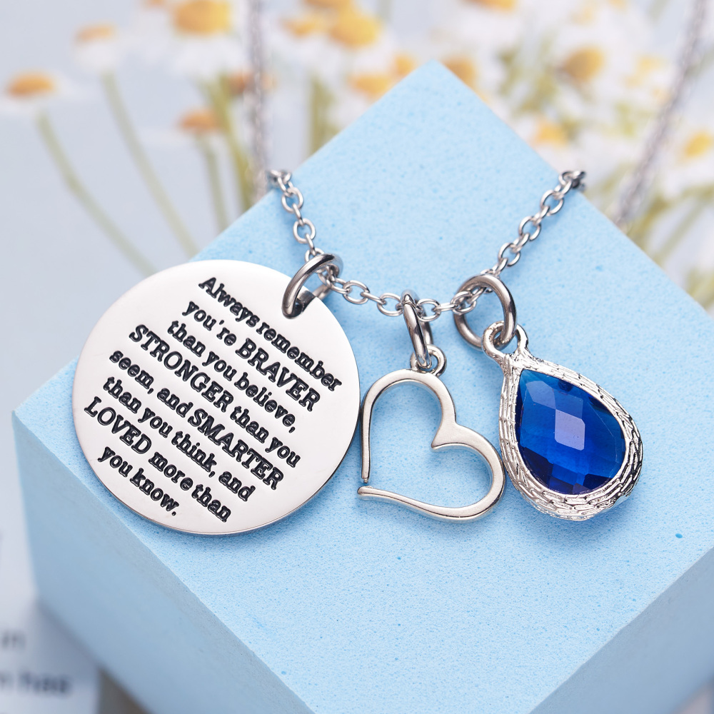 LParkin You are Braver Than You Believe Awareness Necklace Birthstone Graduation Gift Best Friend Encouragement Gifts …