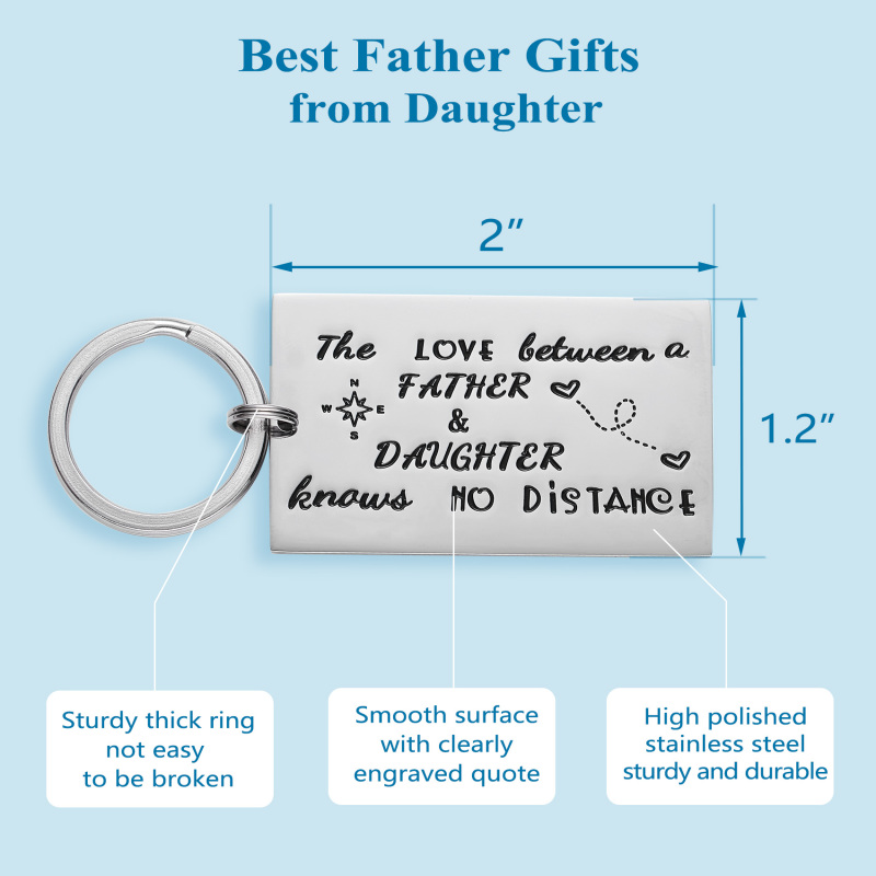LParkin Father Daughter Long Distance Keychain Gifts - The Love Between Father Daughter Knows No Distance Keychains Keyring Gift Father