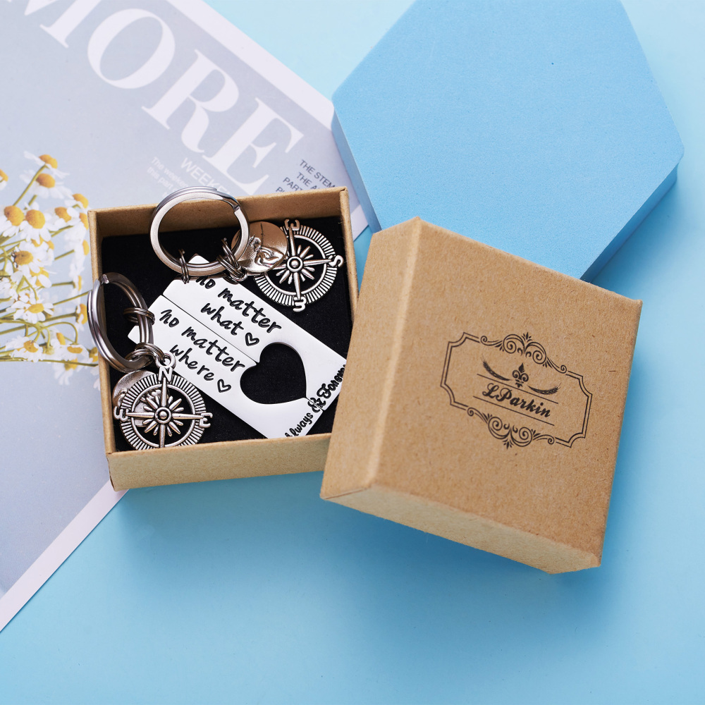 LParkin No Matter What No Matter Where Keychain Best Friend Long Distance Friendship Relationship Gift Polished Finish Set of 2