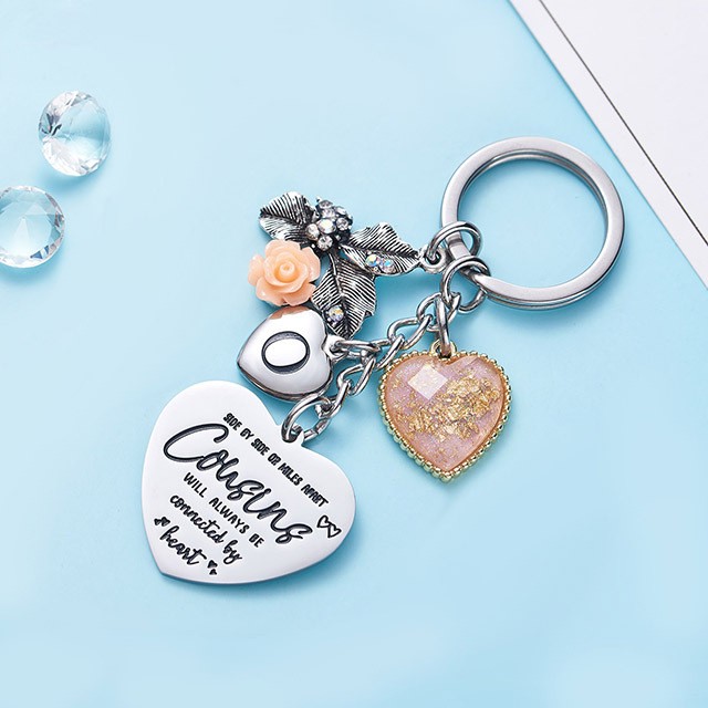 Cousin Gifts for Women Initial Keychain A-Z Letter KeychainsLong Distance Relationships Friendship Gift