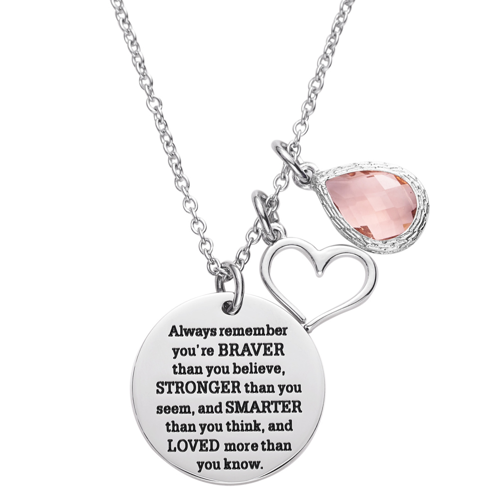 LParkin You are Braver Than You Believe Awareness Necklace Birthstone Graduation Gift Best Friend Encouragement Gifts …