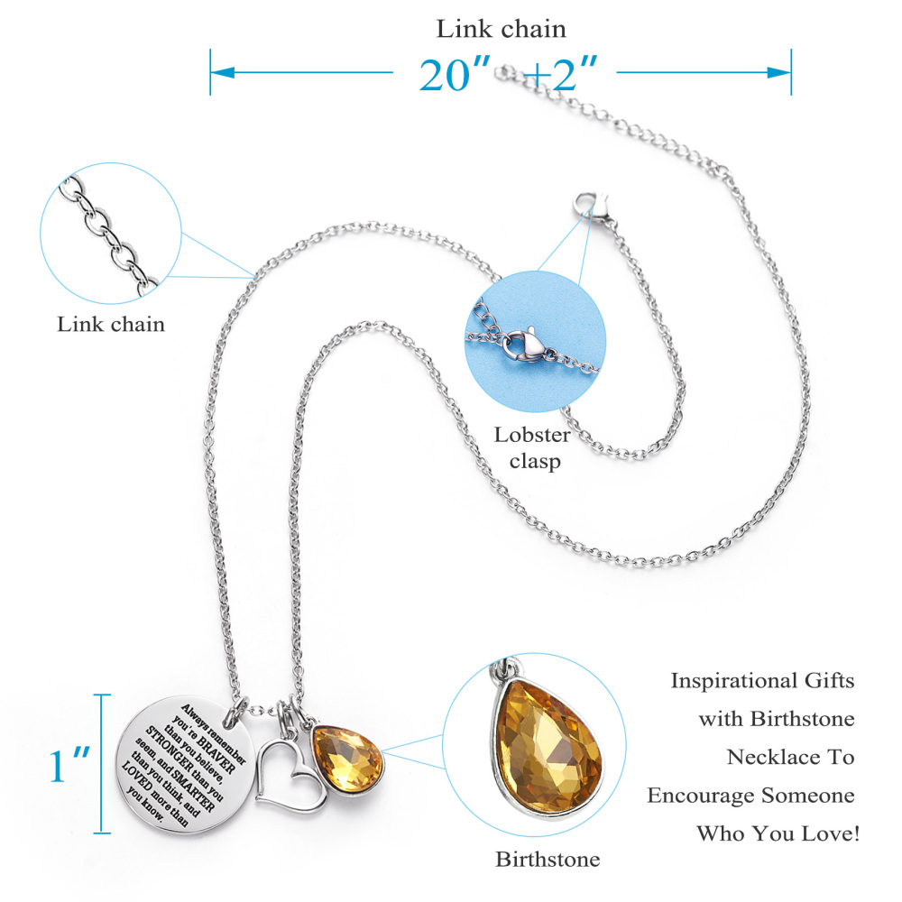 LParkin You are Braver Than You Believe Awareness Necklace Birthstone Graduation Gift Best Friend Encouragement Gifts …
