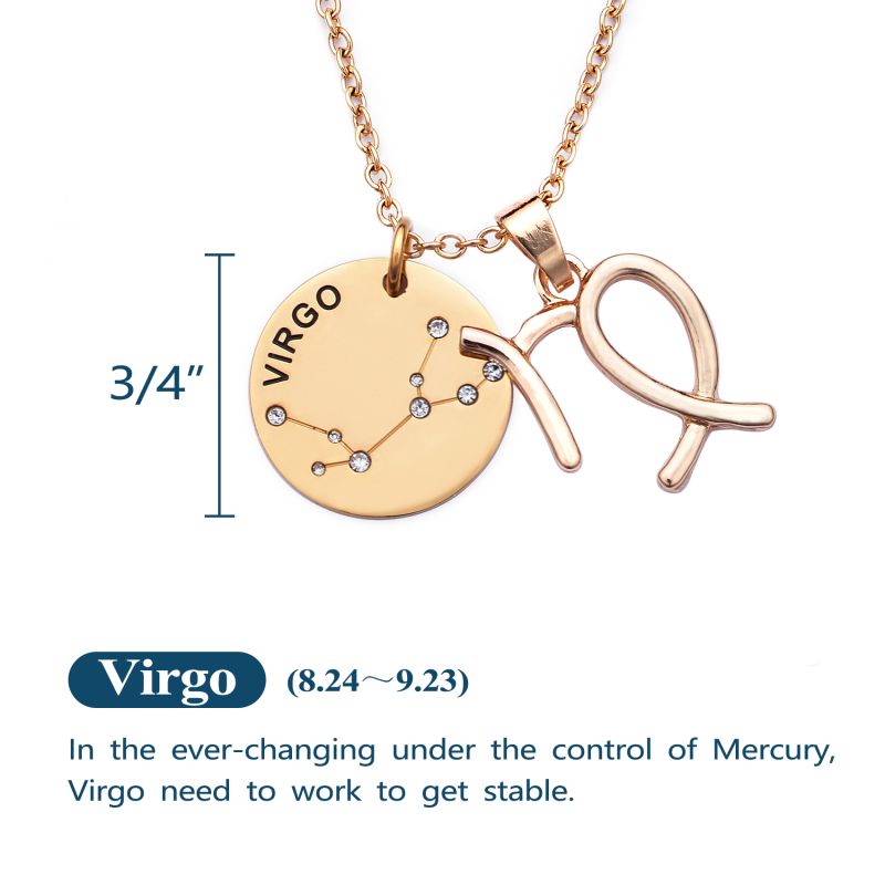 LParkin 12 Constellation Astrology Necklaces Zodiac Gifts Dainty Horoscope Gold Plated Necklace for Women Men Gift Jewelry