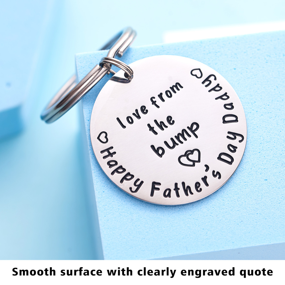 LParkin First Love from The Bump Happy Daddy to Be Gift Keychain Keyring Stainless Steel Father to Be Gifts