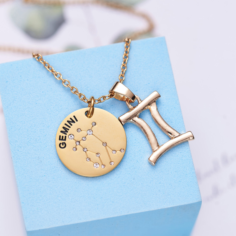 LParkin 12 Constellation Astrology Necklaces Zodiac Gifts Dainty Horoscope Gold Plated Necklace for Women Men Gift Jewelry