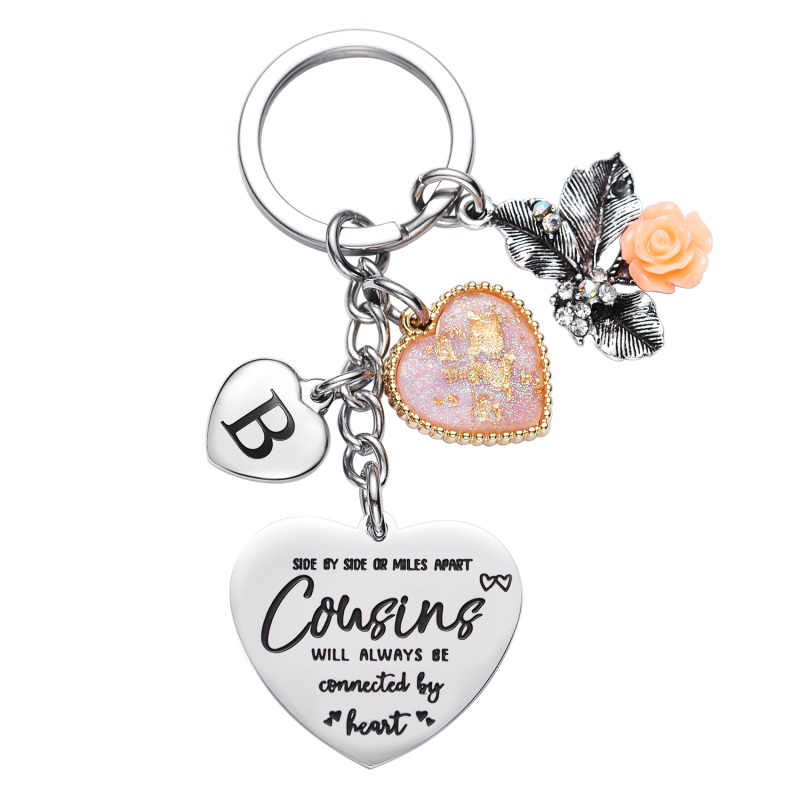 Cousin Gifts for Women Initial Keychain A-Z Letter KeychainsLong Distance Relationships Friendship Gift