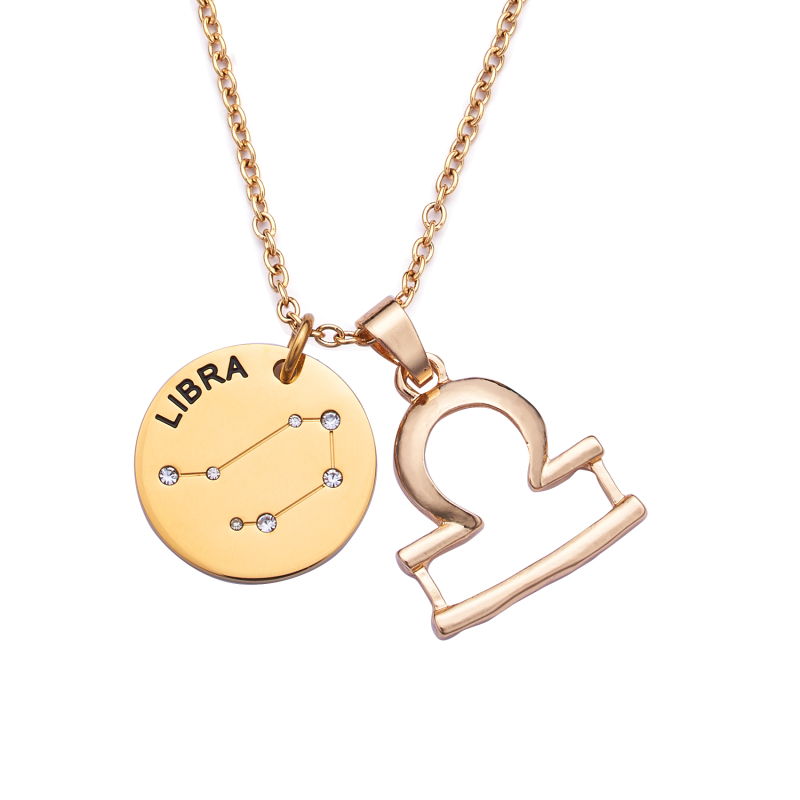 LParkin 12 Constellation Astrology Necklaces Zodiac Gifts Dainty Horoscope Gold Plated Necklace for Women Men Gift Jewelry