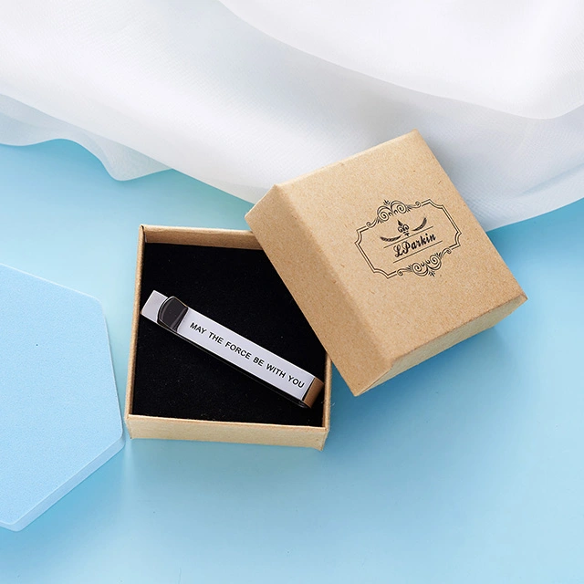 LParkin May The Force Be with You Tie Clip Star Wars Fan Gift Funny Gift Stainless Steel Polished Finish Tie Clips Men Women