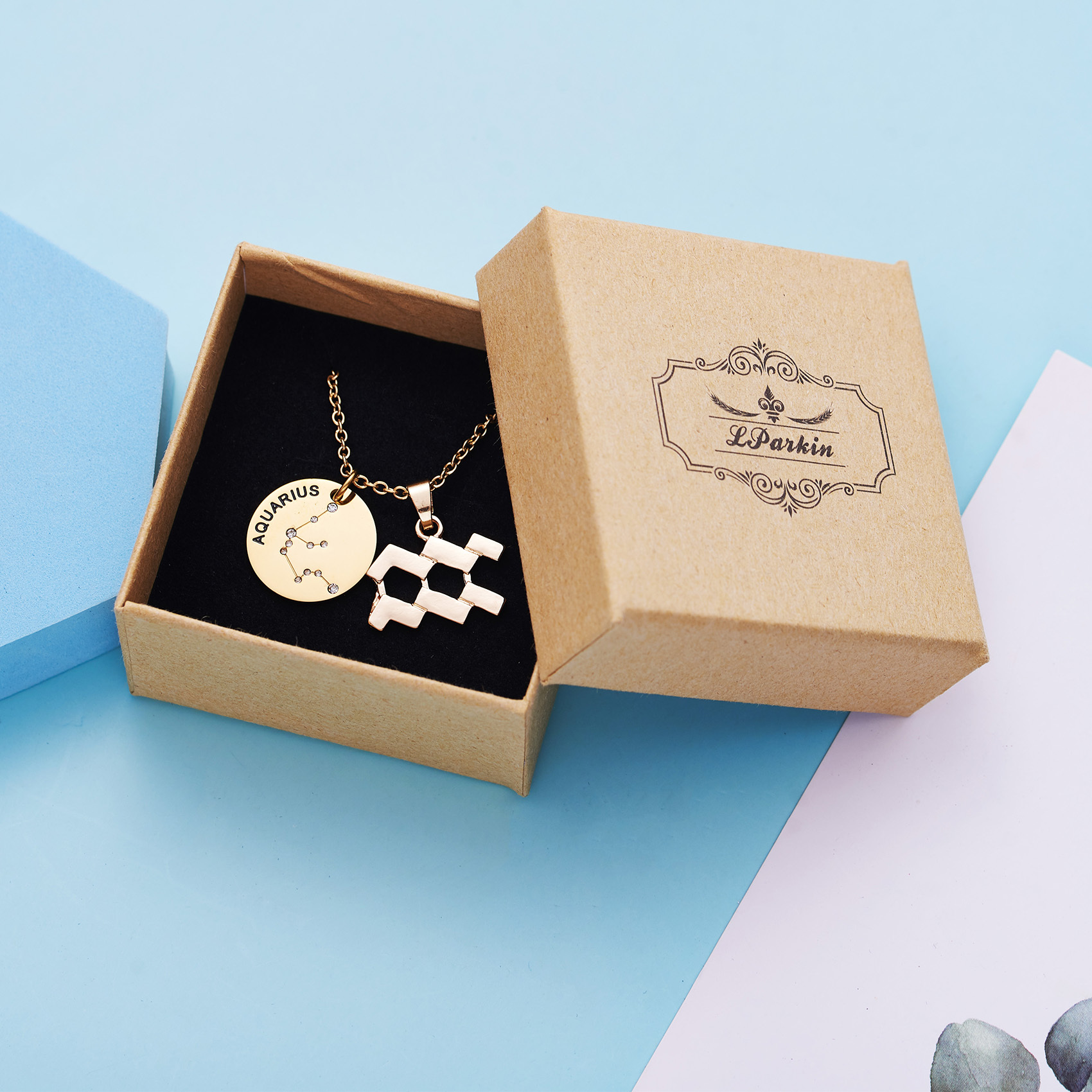 LParkin 12 Constellation Astrology Necklaces Zodiac Gifts Dainty Horoscope Gold Plated Necklace for Women Men Gift Jewelry