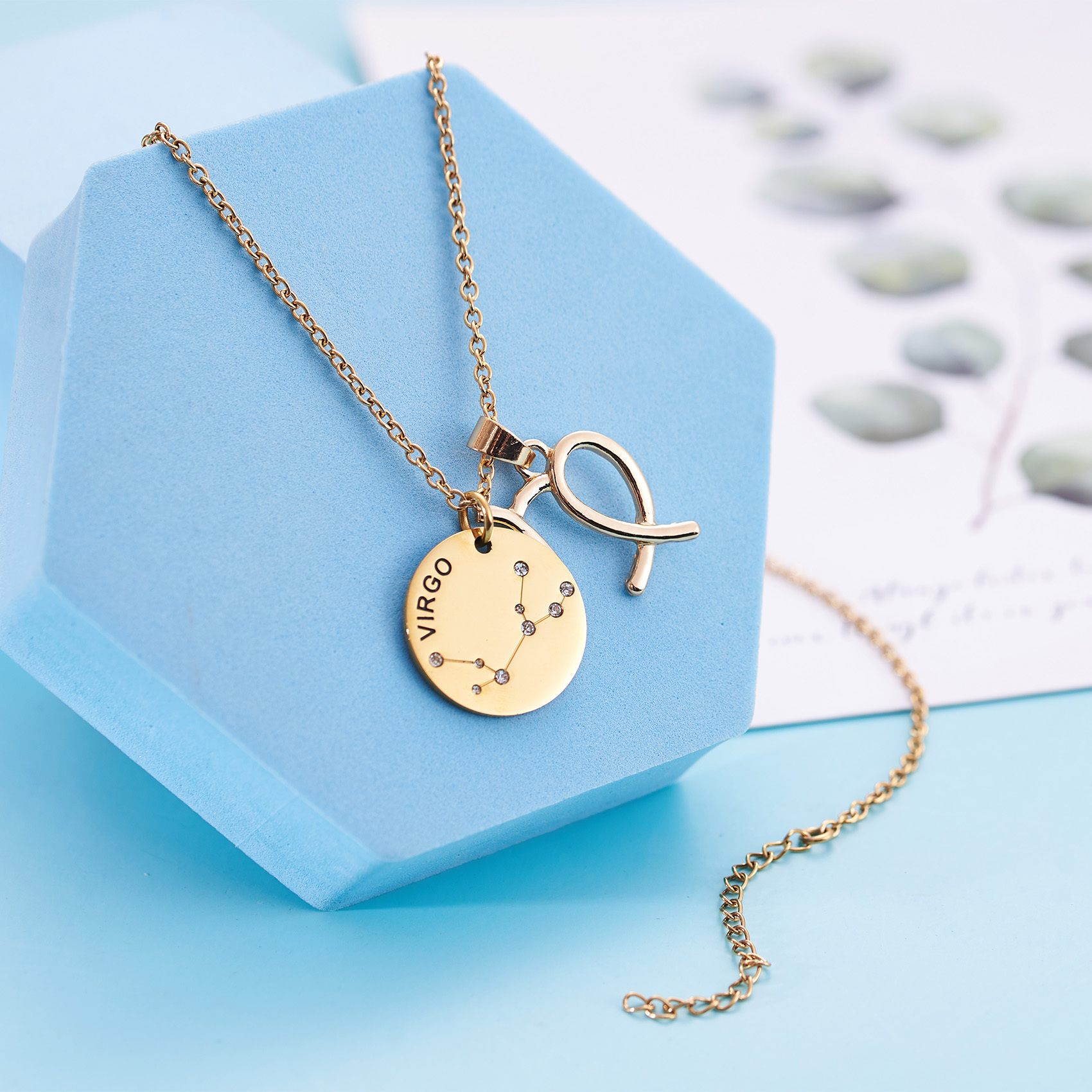 LParkin 12 Constellation Astrology Necklaces Zodiac Gifts Dainty Horoscope Gold Plated Necklace for Women Men Gift Jewelry