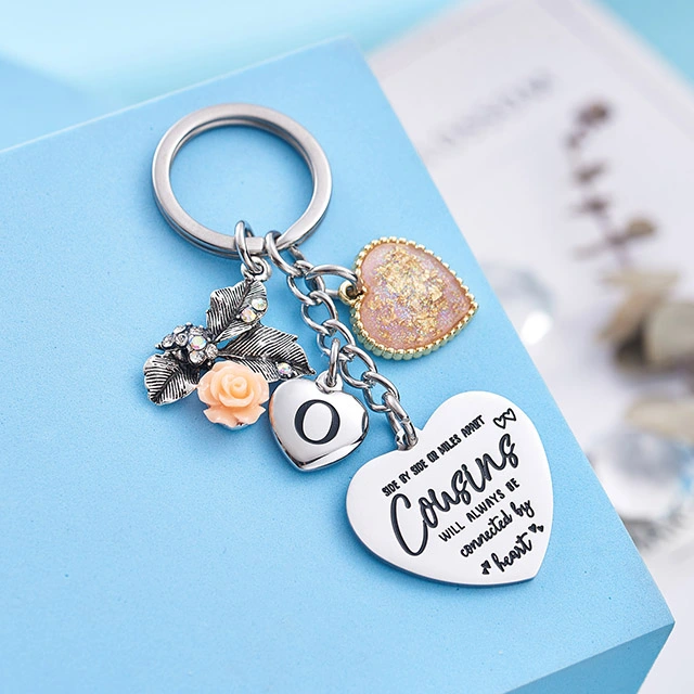 Cousin Gifts for Women Initial Keychain A-Z Letter KeychainsLong Distance Relationships Friendship Gift
