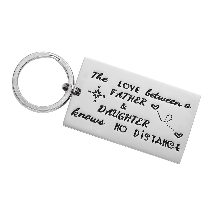 LParkin Father Daughter Long Distance Keychain Gifts - The Love Between Father Daughter Knows No Distance Keychains Keyring Gift Father