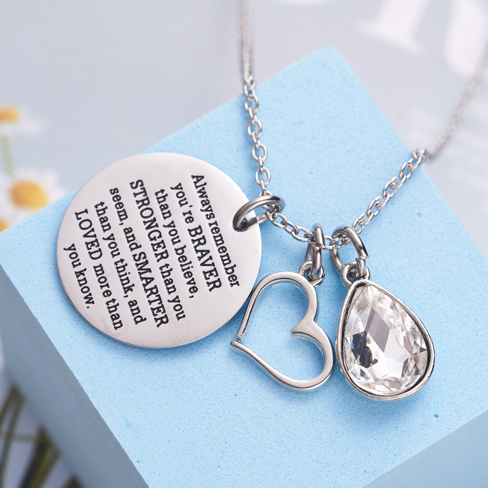 LParkin You are Braver Than You Believe Awareness Necklace Birthstone Graduation Gift Best Friend Encouragement Gifts …