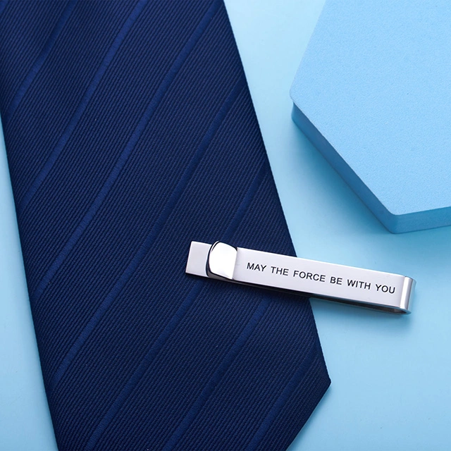 LParkin May The Force Be with You Tie Clip Star Wars Fan Gift Funny Gift Stainless Steel Polished Finish Tie Clips Men Women