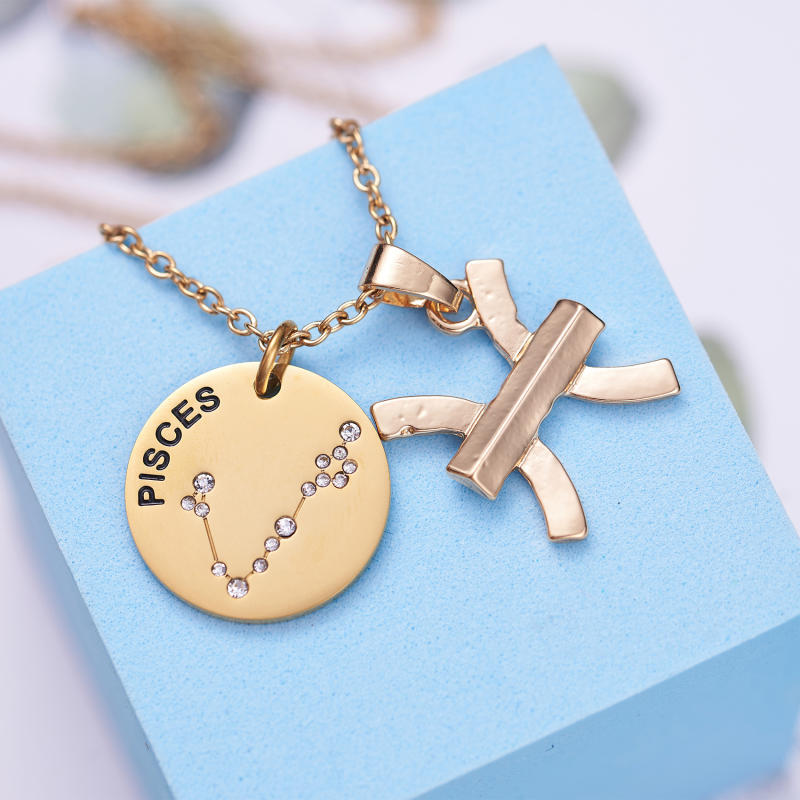 LParkin 12 Constellation Astrology Necklaces Zodiac Gifts Dainty Horoscope Gold Plated Necklace for Women Men Gift Jewelry